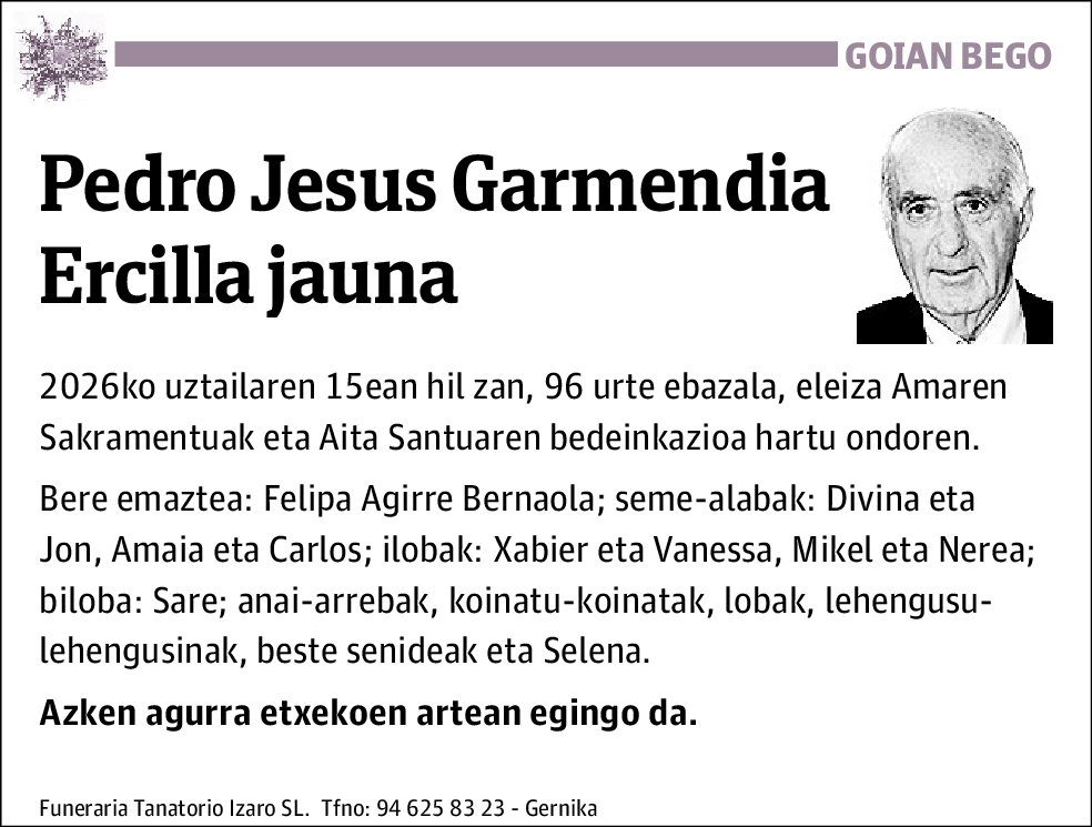 Pedro Jesus Garmendia Ercilla