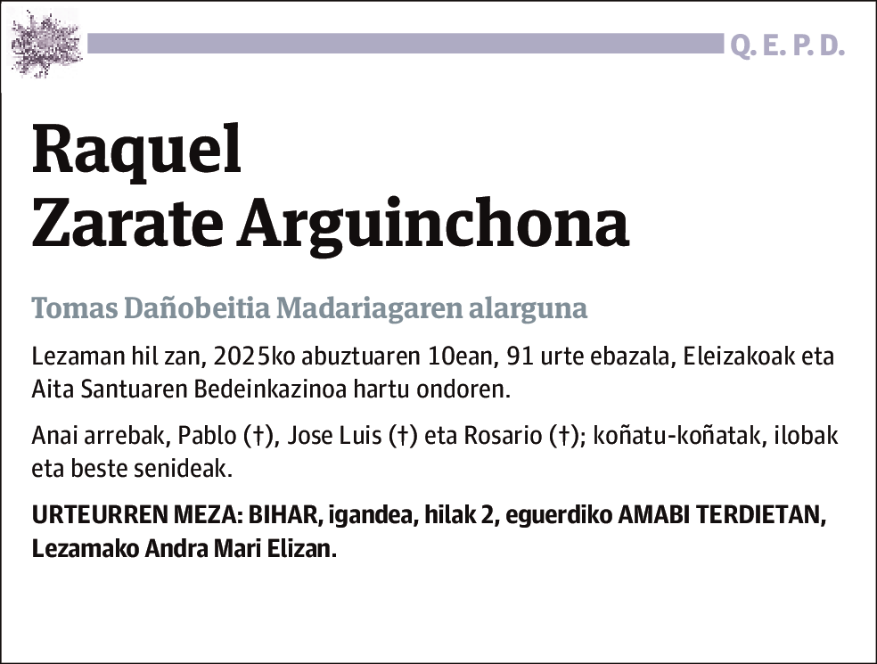 Raquel Zarate Arguinchona