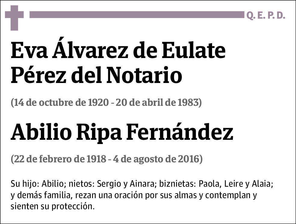 Eva Ripa Fernández Álvarez de Eulate Pérez del Notario