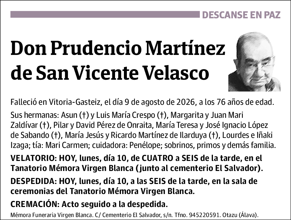 Prudencio Martínez de San Vicente Velasco