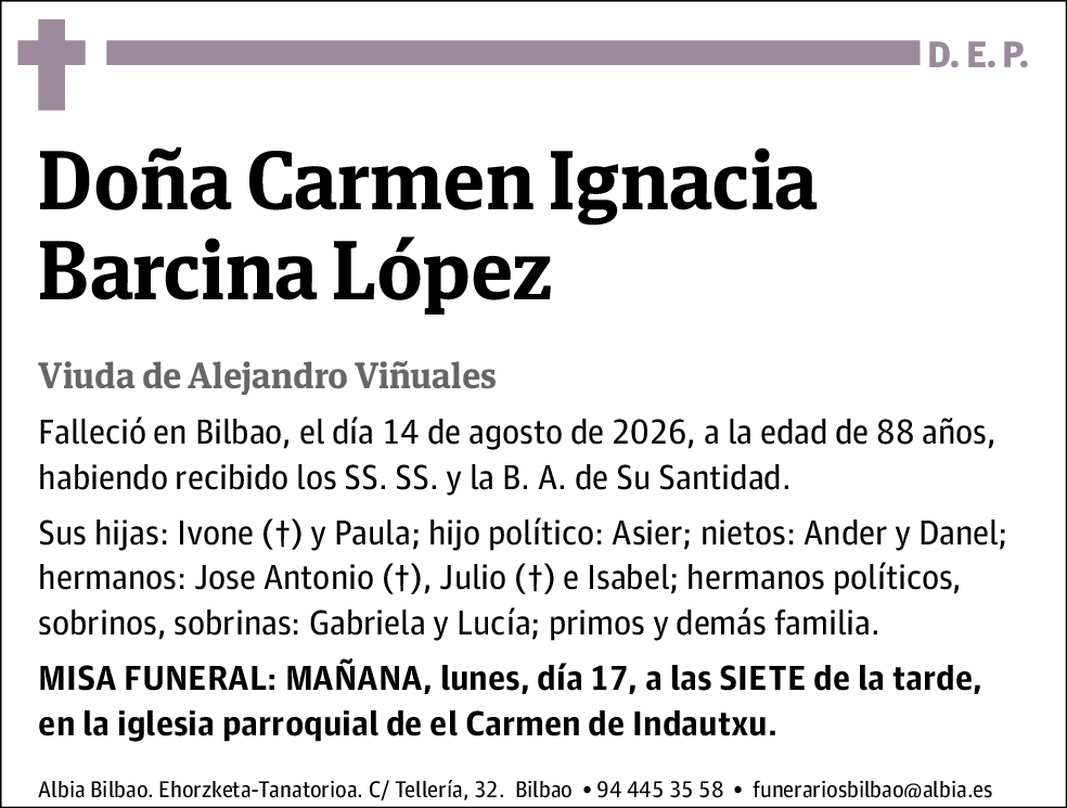 Carmen Ignacia Barcina López