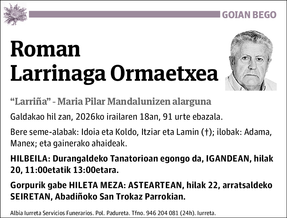 Roman Larrinaga Ormaetxea