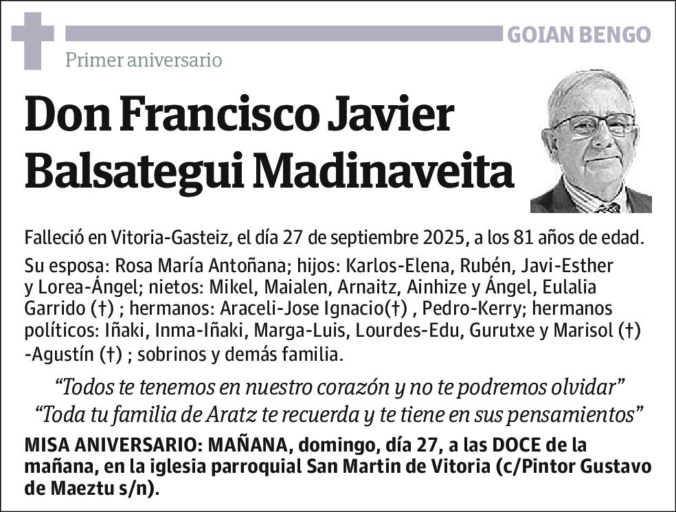 Francisco Javier Balsategui Madinaveita