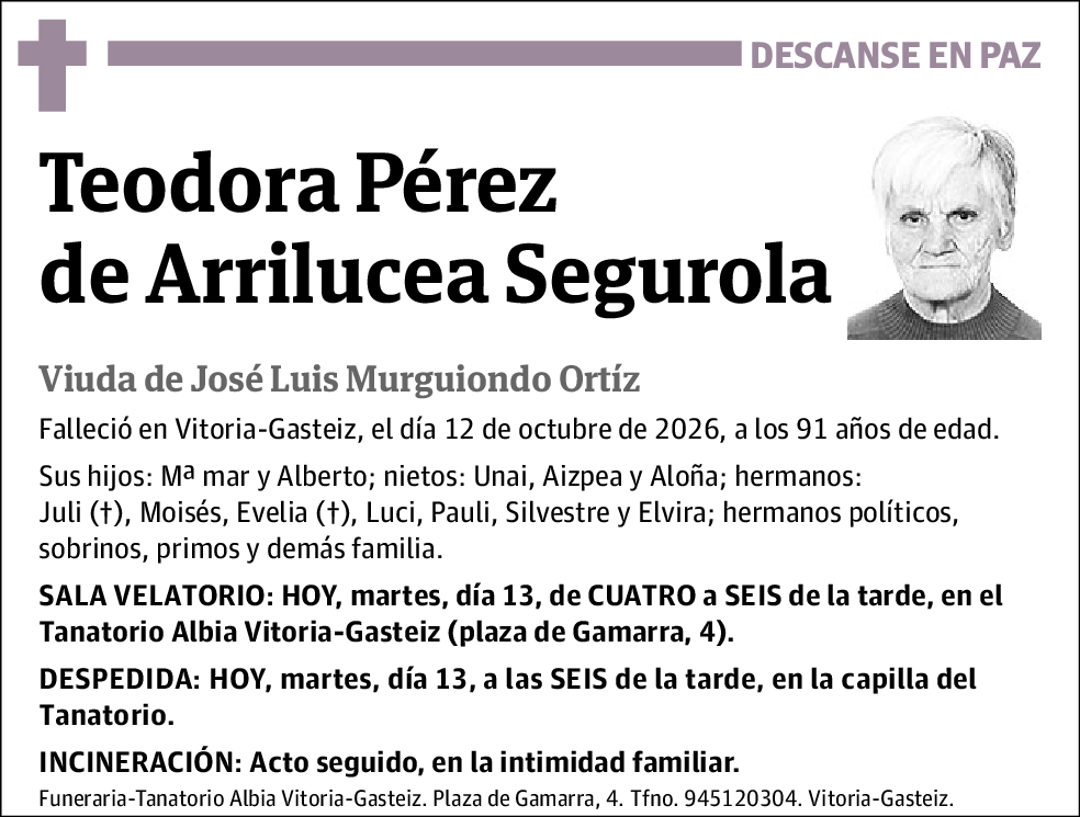 Teodora Pérez de Arrilucea Segurola