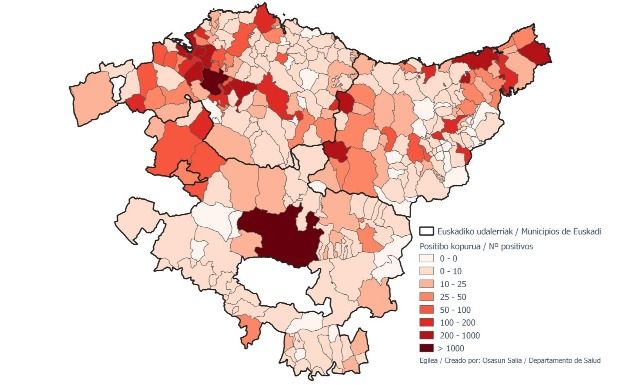 La lista actualizada de infectados en Euskadi, por municipio