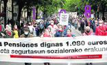 La última manifestación de pensionistas en Bilbao, celebrada el pasado sábado./pankra nieto