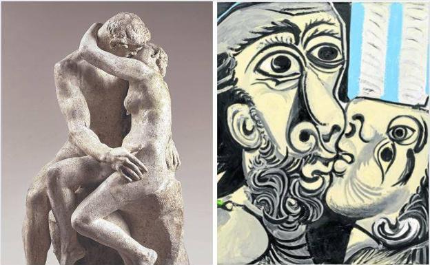 Las versiones de 'El Beso' de Rodin y Picasso./