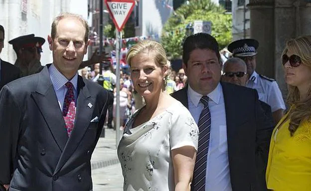 Prince Edward and his wife, with Fabian Picardo, Chief Minister of Gibraltar, on June 12, 2012.
