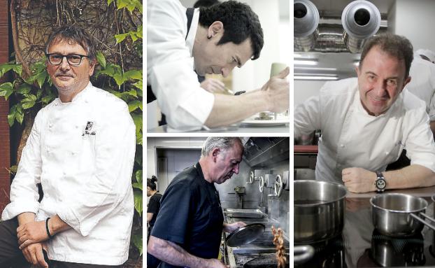 Andoni Luis Aduriz, Eneko Atxa, Victor Arguinzoniz y Martin Berasategui. /ec