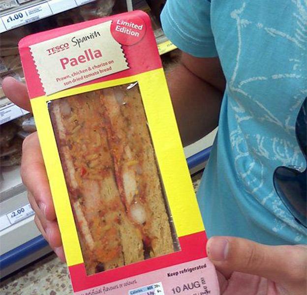 Paella sandwiches are sold in the UK.